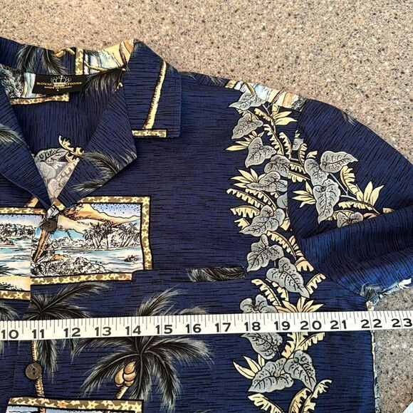 ROYAL CREATIONS Vintage Cotton Hawaiian Button Down Short Sleeve Shirt - Picture 10 of 11